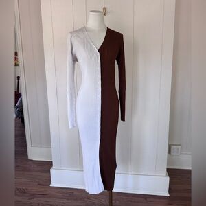 Staud brown and white dress